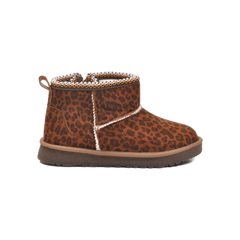 Cool Leopar Süet İçi Kürklü Kız Çocuk Düz Bot – 2. görsel