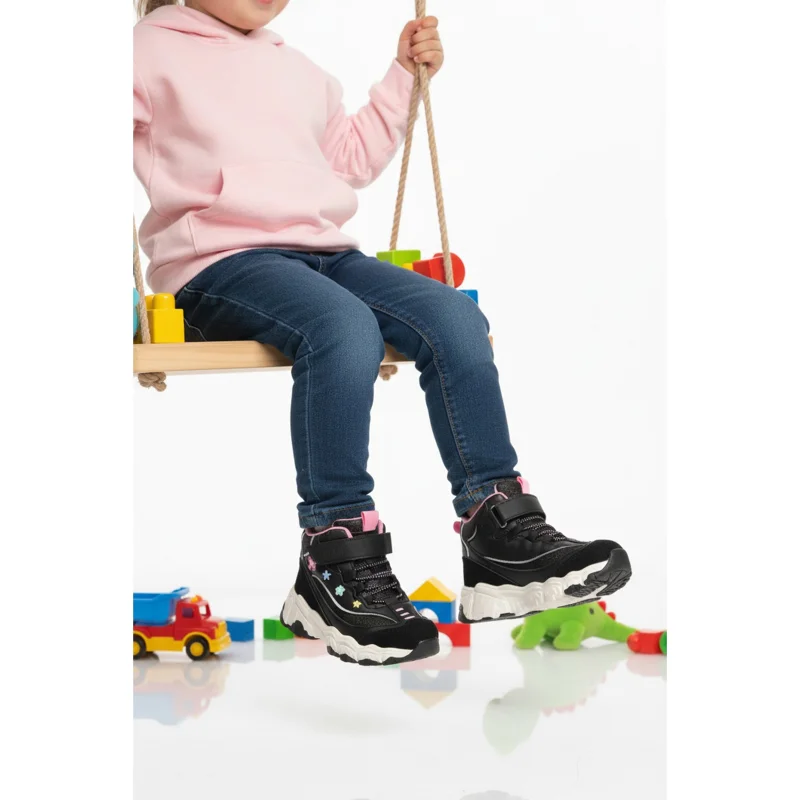 Cool Siyah Cırtlı Desenli Kız Çocuk Hi Sneaker