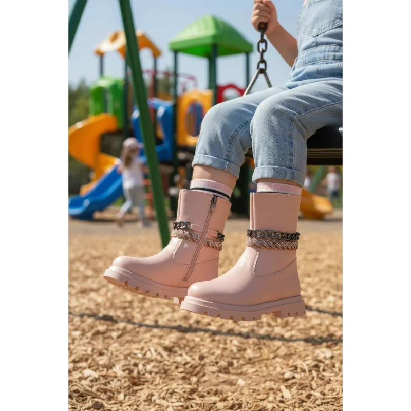 Cool Pudra İçi Polarlı Fermuarlı Kız Çocuk Bot – 3. görsel