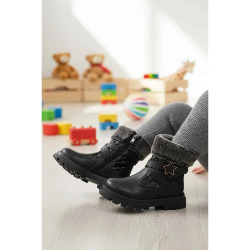 Cool Siyah İçi Polarlı Fermuarlı Kız Çocuk Bot – 3. görsel