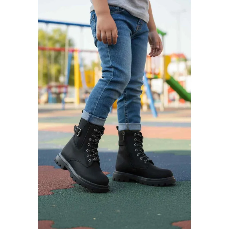 Cool Siyah İçi Polarlı Fermuarlı Kız Çocuk Bot – 3. görsel