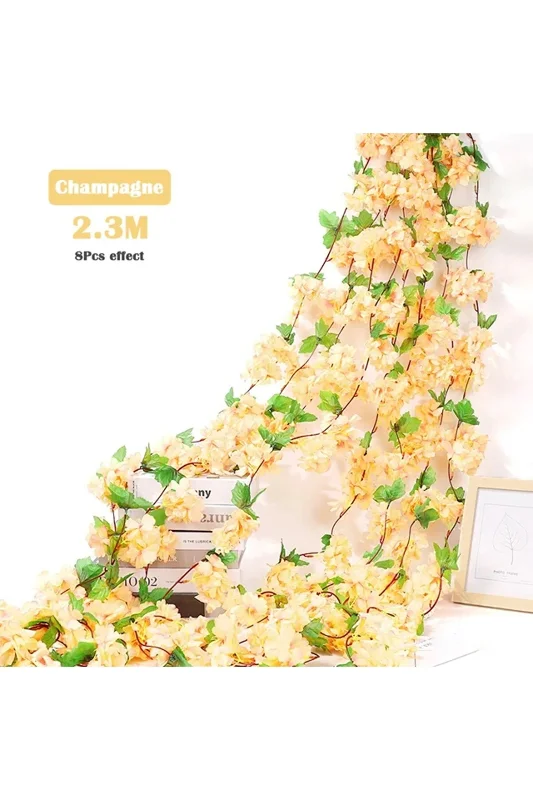YASİMA Yapay Çiçek Bahar Dalı Sarmaşık Japon Kiraz Çiçekli 230Cm 18Çiçekli 1.Kalite DolanabilenModel – 2. görsel