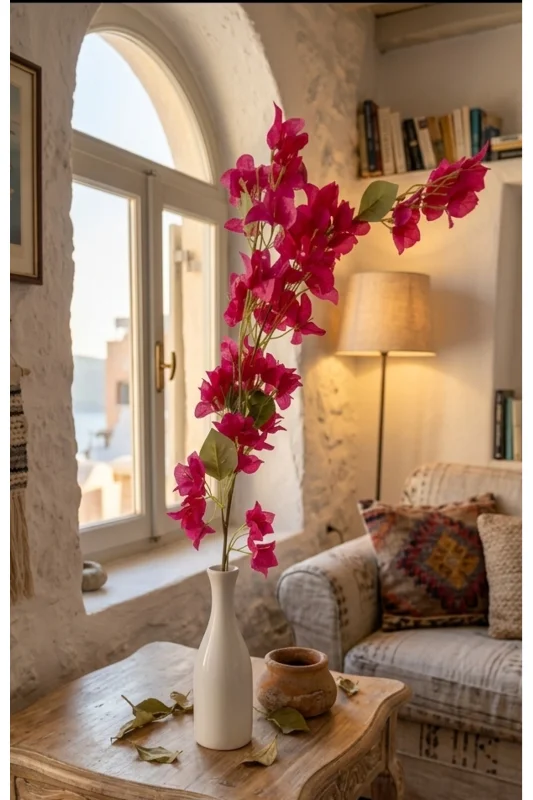 YASİMA Tek Dal Yapay Begonvil 85 cm Fuşya VAZO DEKOR BALKON BAHÇE Süsü – 4. görsel
