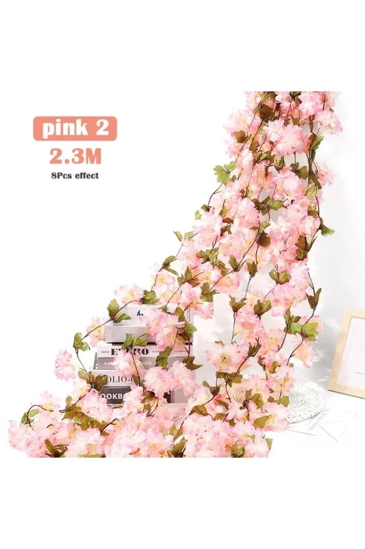 YASİMA Yapay Çiçek Bahar Dalı Sarmaşık Japon Kiraz Çiçekli 230 Cm 18 Çiçekli Dolanabilen Model – 2. görsel
