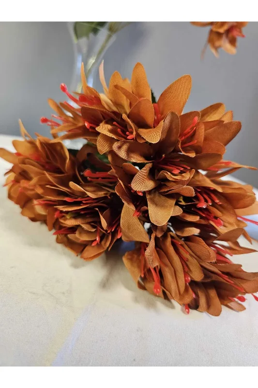 YASİMA 1 ADET5 DALLI kahverengi  RENGİ ÇAN ÇİÇEĞİ 34 CM EL BUKETI VAZO ARANJMAN DEKOR ÇİÇEĞİ – 4. görsel
