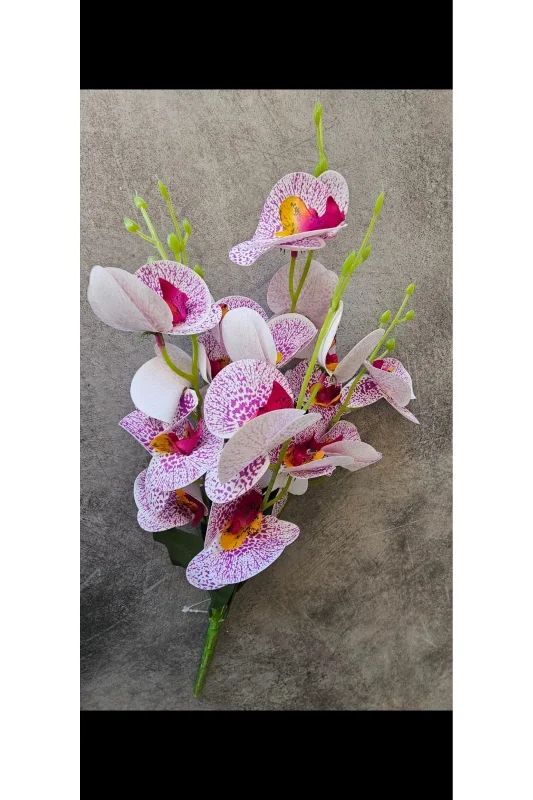 YASİMA 45 cm Yapay Islak MOR Orkide Dekorasyon Beyaz Orkide Demet – 2. görsel