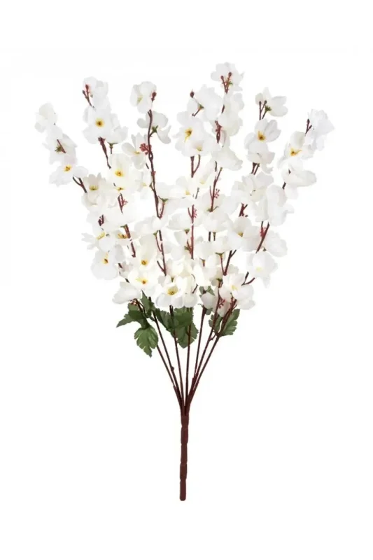 yapay çiçek evi 1 adet Yapay Çiçek Bahardalı Japon Kiraz Çiçeği 9 Dallı 57cm BEYAZ