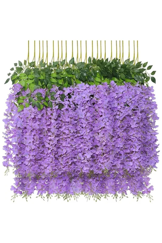 yapay çiçek evi Yapay Sarkan Akasya Çiçeği 80-110 Cm LİLA 12li Paket