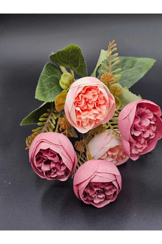 YASİMA 27 CM PEMBE ŞAKAYIK GÜLLÜ ARANJMAN ÇİÇEKLER VAZO SAKSI DEKOR SÜSÜ – 3. görsel