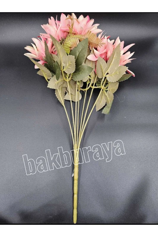 yapay çiçek evi Nilüfer Çiçeği Aranjmanlı Mercan Rengi Çançiçeği 40 cm SAKSI VAZO DEKOR ARANJMAN SÜS – 2. görsel