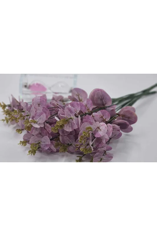yapay çiçek evi Yapay 16 Dallı Lila Islak Okaliptus Bitkisi 47 Cm vazo saksı dekor süsü – 2. görsel