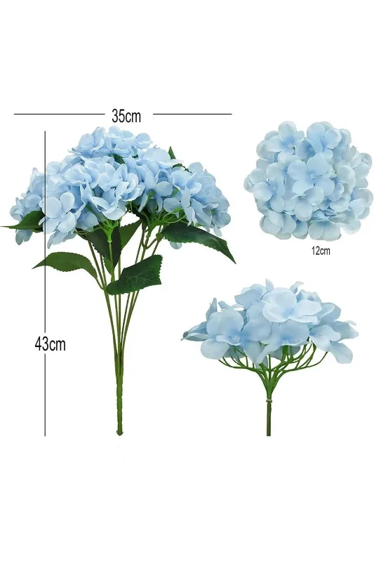 yapay çiçek evi Yapay Çiçek Ortanca Çiçeği Demeti 43 Cm Mavi Açık – 3. görsel