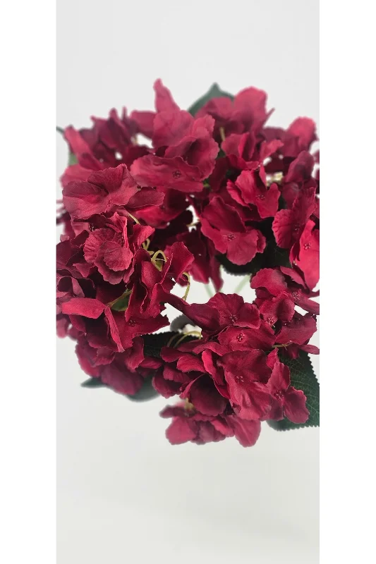 yapay çiçek evi 1 Adet 5 dalli bordo ortanca ev dekor vazo süsü – 4. görsel