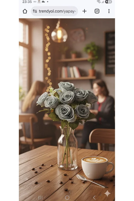 yapay çiçek evi 7 kafalı açık mavi lotus gülü ev dekorasyon vazo süsü – 2. görsel