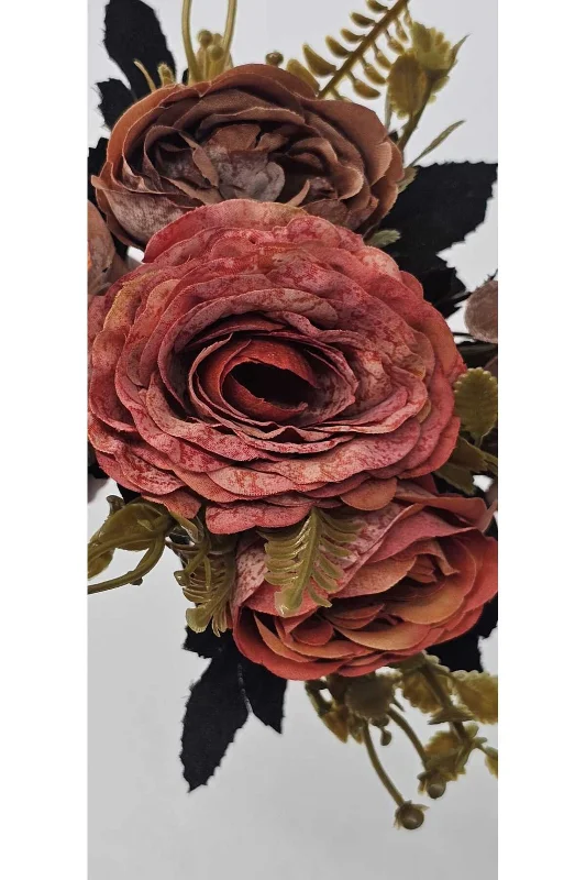yapay çiçek evi 1 Adet Haki Yapraklı Nar Çiçeği Tonlu Çiçek Buketi 27 Cm Ev Dekor Saksı Süsü – 4. görsel