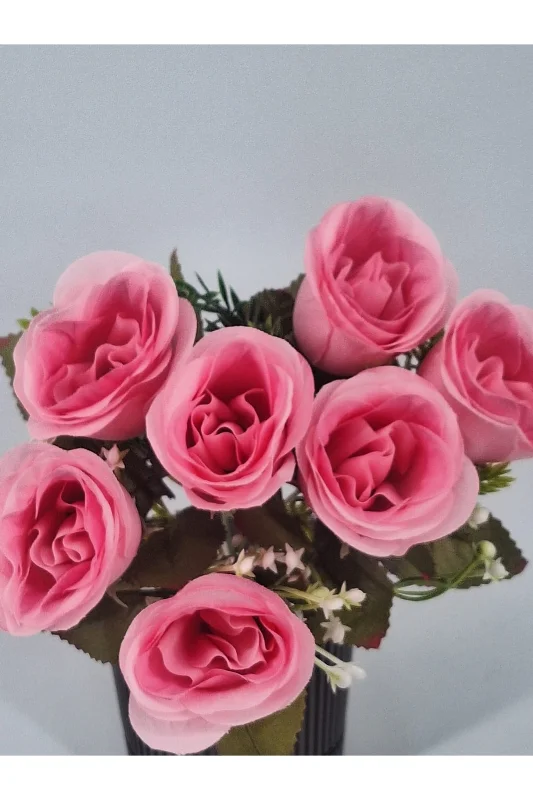 YASİMA 35 Cm Şeker Pembe Yakamoz Gülü – 7’li Yapay Gül Buketi, Dekoratif ve Zarif Aranjman – 2. görsel