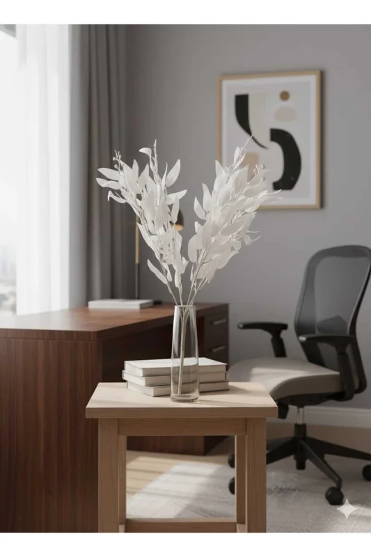 YASİMA yapay beyaz zeytin dalı 50 cm 5 dallı aranjman dekor özel gün çiçeği