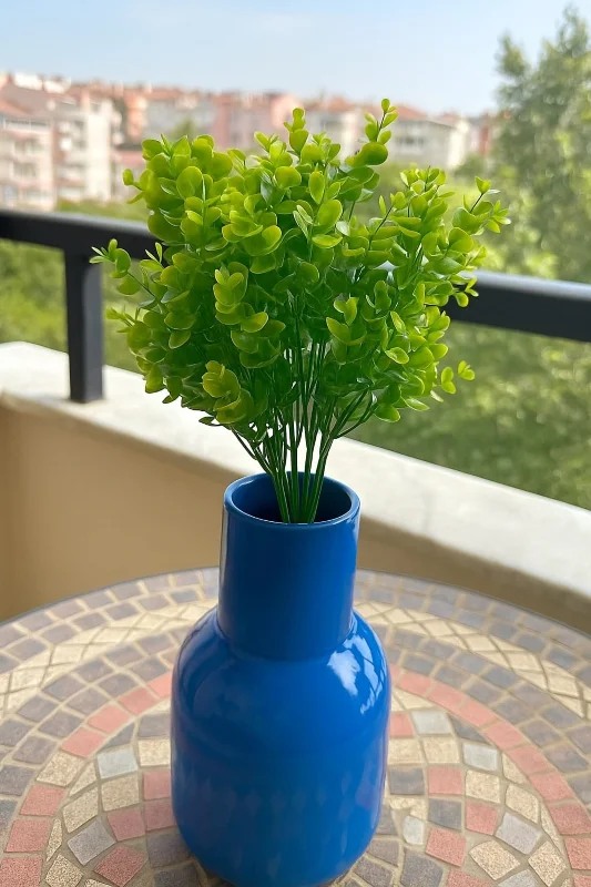 yapay çiçek evi BÜYÜK ŞİMŞİR 18 DALLI 45 CM YAPAY EV VAZO DEKOR BALKON SÜSÜ – 2. görsel