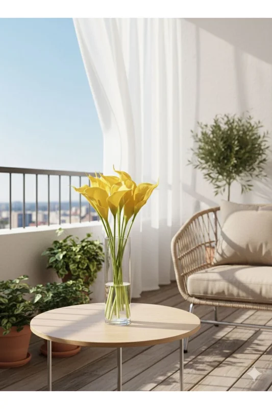 yapay çiçek evi 1ADET 8Lİ SARI ISLAK GALA EV VAXO DEKOR ÖZEL GÜN ÇİÇEĞİ – 2. görsel