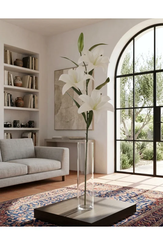 YASİMA Yapay 3 Başlı Beyaz Lilyum Zambak 100 Cm Ev Dekorasyon Önerisi – 2. görsel
