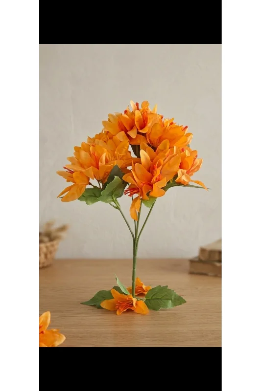 yapay çiçek evi 1 adet5 dallı 35 cm turuncu çan çiçeği ev vazo dekor süsü – 4. görsel
