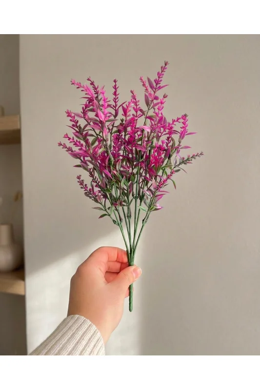 BAKBURAYA YAPAY ÇİÇEKÇİLİK 1 adet fuşya yapay lavanta bitkisi 30 cm ev vazo dekor süs – 4. görsel