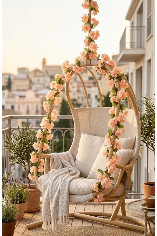 BAKBURAYA YAPAY ÇİÇEKÇİLİK 2 adet somon sakura 2 metre sarkan sarmasik ev dekor masa süsü – 2. görsel