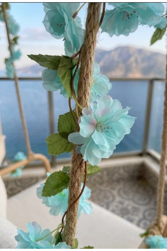 BAKBURAYA YAPAY ÇİÇEKÇİLİK 2 adet mavi sakura 2 metre sarkan sarmasik ev dekor masa süsü – 3. görsel