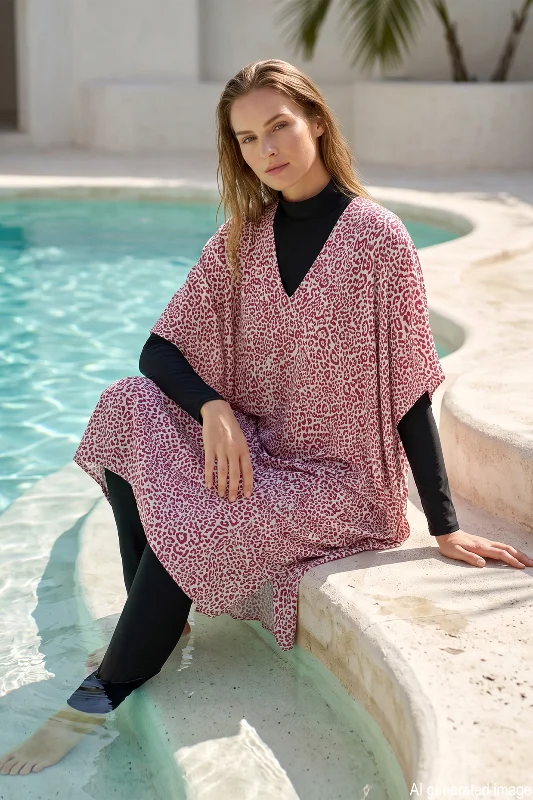 Üzerine Kaftan Pareo 430-217 Leopar Bordo – 2. görsel