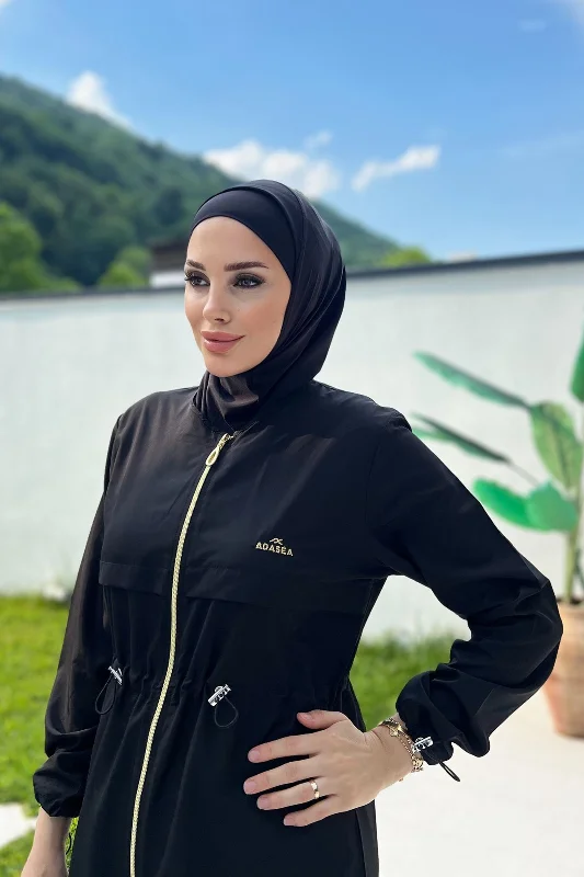Uzun Tam Boy Paraşüt Tam Kapalı Tesettür Mayo Chaand 1267 Siyah – 2. görsel