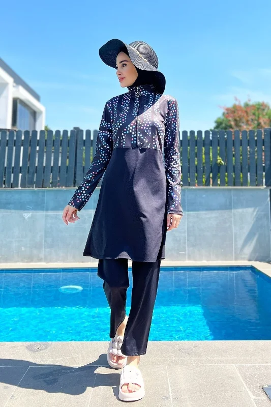 Yarım Fermuarlı Likralı Tam Kapalı Mayo R4505 Labirent – 3. görsel