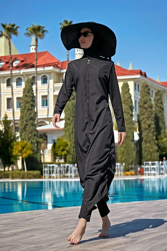 Remsa Tasarım Tam Kapalı Tesettür Mayo Tam Boy Uzun Boy R027 Fatma Siyah – 2. görsel
