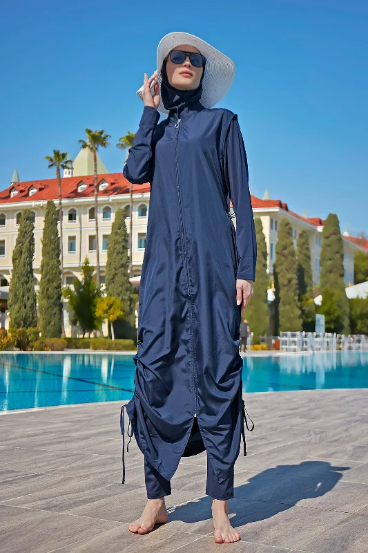 Remsa Tasarım Tam Kapalı Tesettür Mayo Tam Boy Uzun Boy R027 Fatma Lacivert