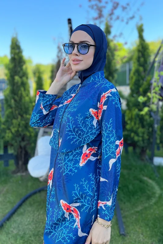 Önü Kapaklı Paraşüt Tam Kapalı Tesettür Mayo R069B Koi Japonya – 3. görsel