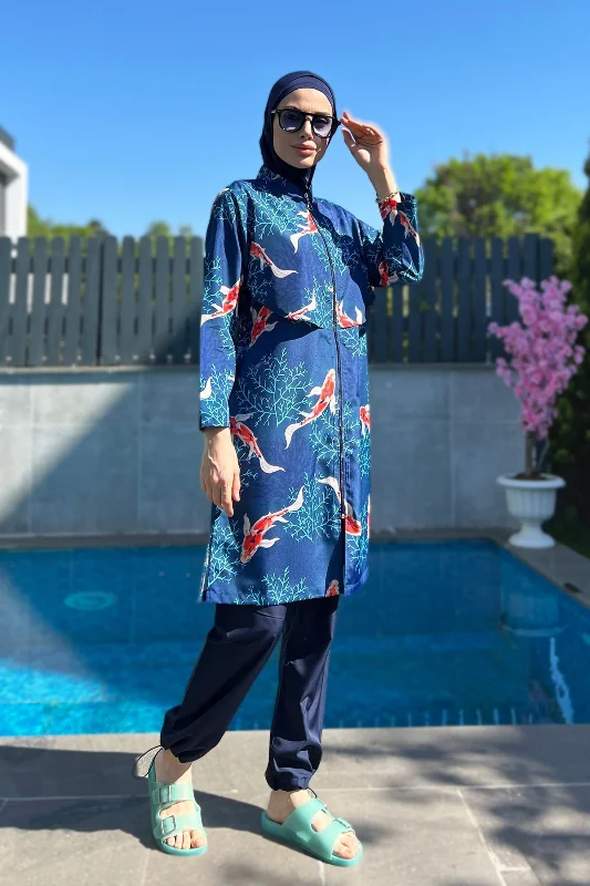 Önü Kapaklı Paraşüt Tam Kapalı Tesettür Mayo R069B Koi Japonya – 2. görsel