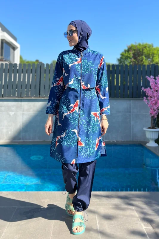 Önü Kapaklı Paraşüt Tam Kapalı Tesettür Mayo R069B Koi Japonya
