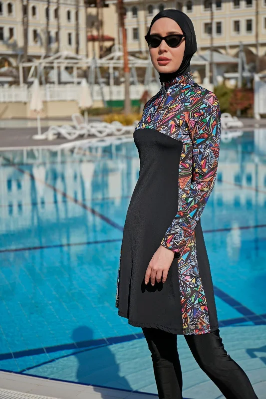 Fermuarlı Likralı Tam Kapalı Tesettür Mayo R123 Alina – 3. görsel