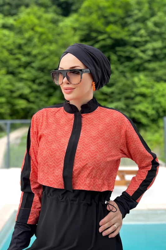 Spor Likra Tam Kapalı Tesettür Mayo Nerea 4573 Siyah