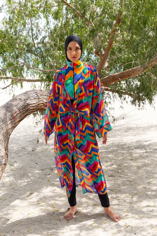 Remsa Tesettür Mayo Üzerine Tek Kaftan Kimono Pareo RP016 Tetris – 4. görsel