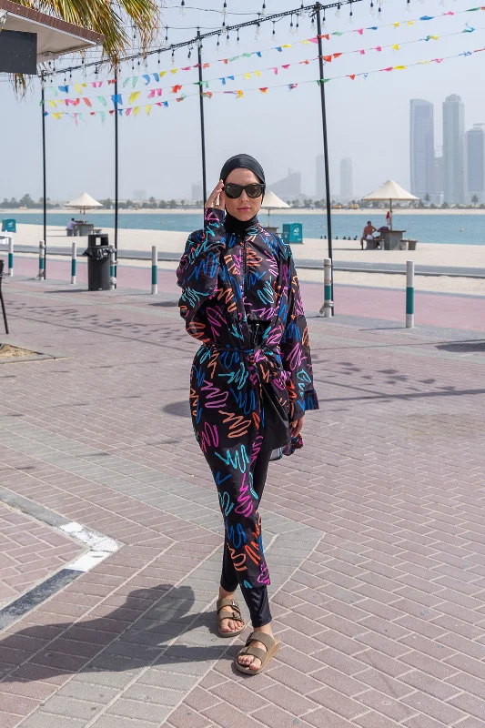 Remsa Tesettür Mayo Üzerine Tek Kaftan Kimono Pareo RP013 Neon – 2. görsel