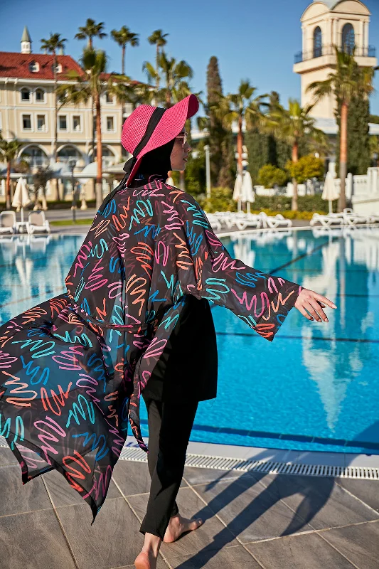 Remsa Tesettür Mayo Üzerine Tek Kaftan Kimono Pareo RP013 Neon – 4. görsel