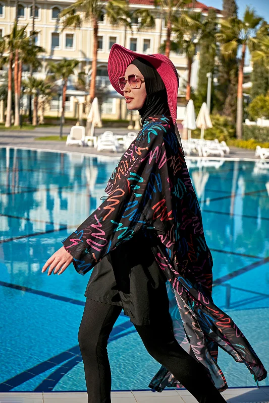 Remsa Tesettür Mayo Üzerine Tek Kaftan Kimono Pareo RP013 Neon – 3. görsel