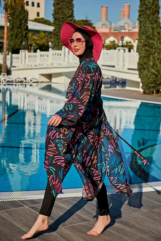 Remsa Tesettür Mayo Üzerine Tek Kaftan Kimono Pareo RP013 Neon