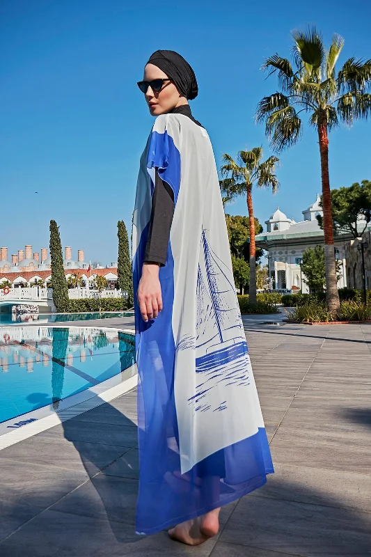 Remsa Tesettür Mayo Üzerine Tasarım Tek Kaftan Pareo RDP003 Yelkenli – 3. görsel