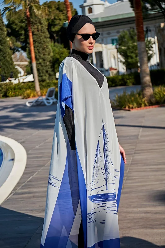 Remsa Tesettür Mayo Üzerine Tasarım Tek Kaftan Pareo RDP003 Yelkenli – 4. görsel