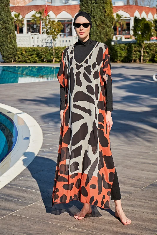 Remsa Tesettür Mayo Üzerine Tasarım Tek Kaftan Pareo RDP002 Dev Benek – 2. görsel
