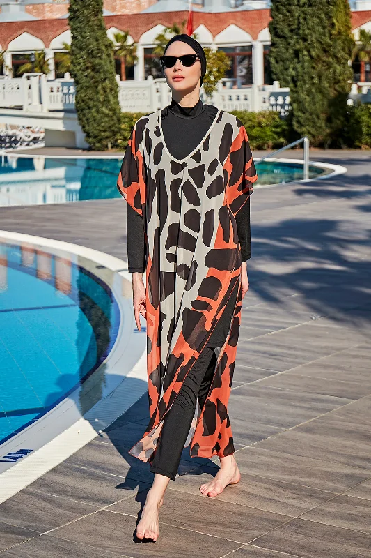 Remsa Tesettür Mayo Üzerine Tasarım Tek Kaftan Pareo RDP002 Dev Benek – 4. görsel