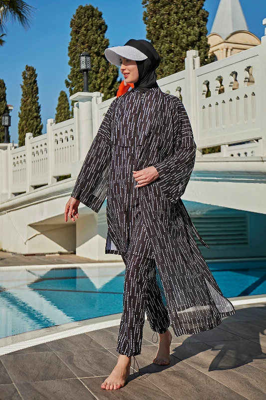 Remsa Tesettür Mayo Üzerine Tek Kaftan Kimono Pareo RP006 Puan Desen – 3. görsel