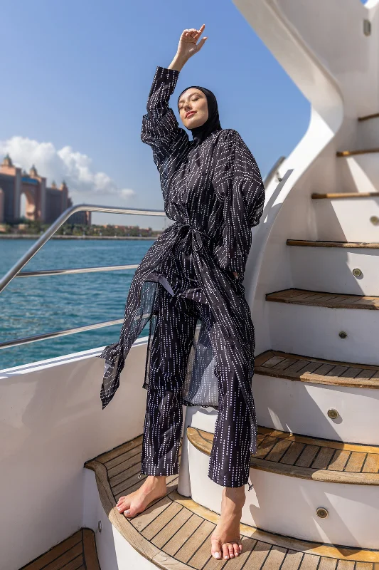 Remsa Tesettür Mayo Üzerine Tek Kaftan Kimono Pareo RP006 Puan Desen