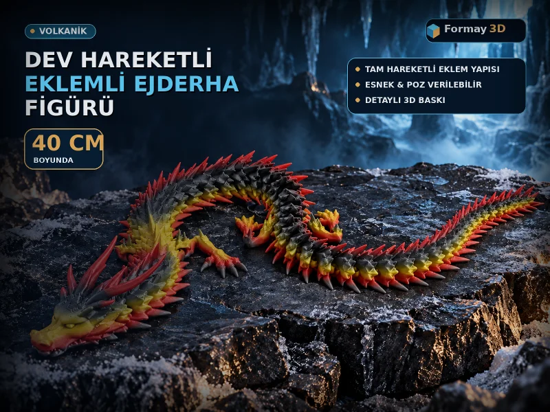 Gerçekçi Görünümlü Dev, Hareketli, Eklemli Ejderha Figürü – 40 cm – 3. görsel